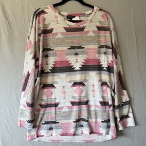 Eclipse Tribal Print Top Size XXL Comfort Lounge Office Casual Work Aztec Soft